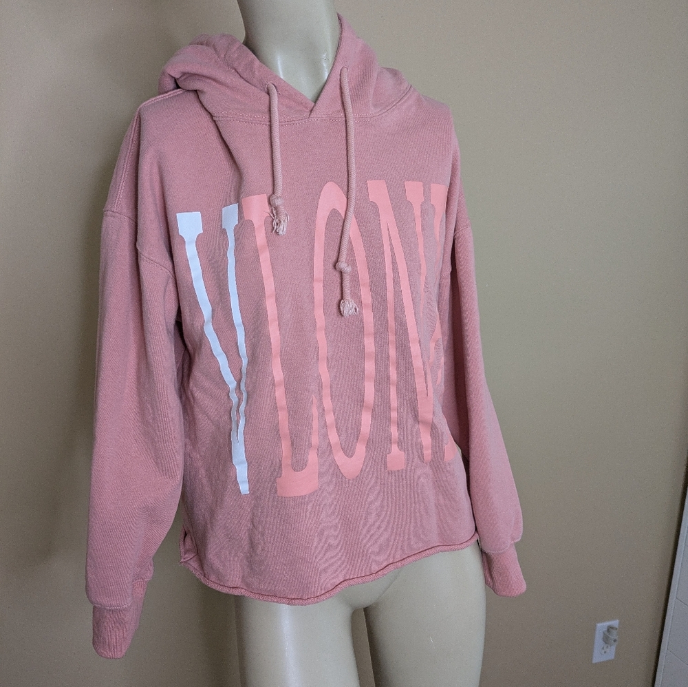 VLONE Graphic Print 100% Cotton Blush Pink Hoodie Sweatshirt Women's Sma…